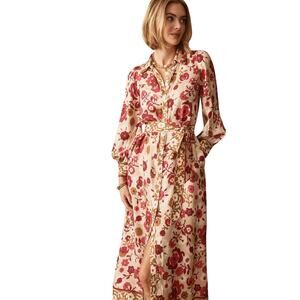 J McLaughlin Serena Silk Blend Midi Dress Floral Daydream Frame XS $328 Retail